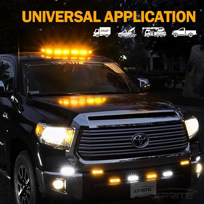 Xprite 27" Amber LED Emergency Rooftop Strobe Light Bar, Magnetic-Mounted Strobe Lights for Trucks, High-Intensity Warning Beacon for Tow, Construction, Snowplow, Patrol Vehicles