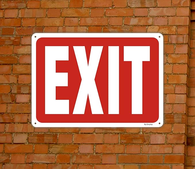 2 Pack Exit Sign, Do Not Enter Emergency Sign Metal, 14 x 10 Inches Reflective Aluminum Easy Mounting UV Protected Weather Resistant Durable Ink