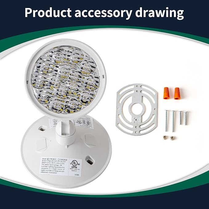 TANLUX Emergency Remote Head Lighting, 1 Pack Single Head Emergency Light, UL Listed, Multi Voltage 6V to 24 Volt Input, 3 Watts, 180 Lumen, White