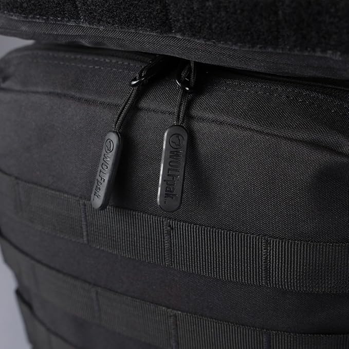 WOLFpak 45L Athletic Gym Backpack - Durable 1000D Waterproof Oxford Material with MOLLE Webbing, Laptop Pocket & Dual Cup Holders, Durable Fitness/Travel/Military Daypack (Alpha Black)