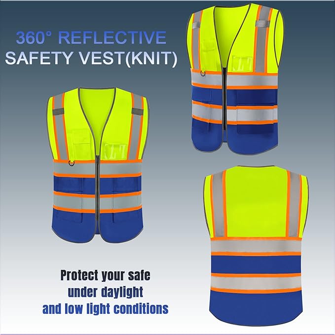 BeautyWill Custom Logo Safety Vest Class 2 High Visibility Reflective Vest for Men - Personalized Logo Team Vest