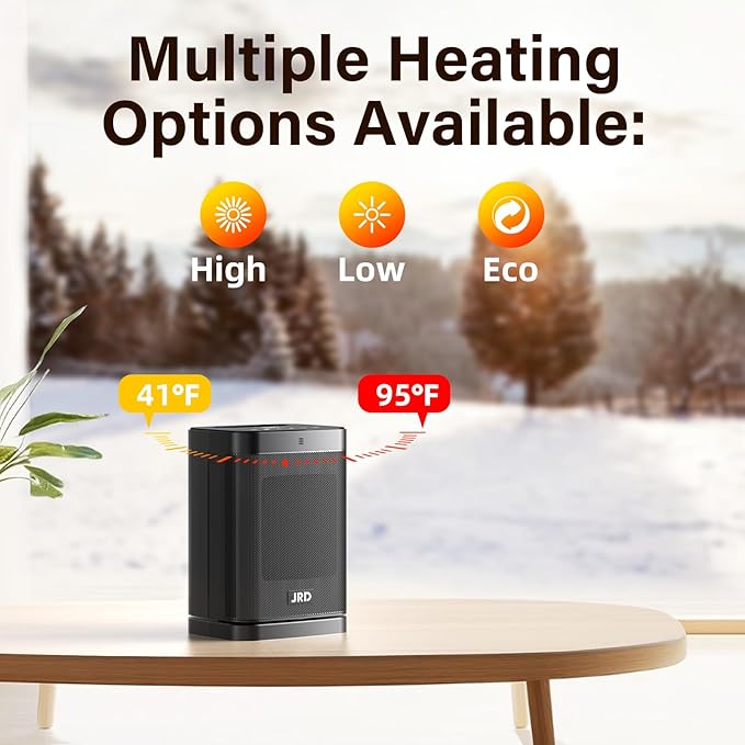 1500W PTC Space Heater Indoor with 80°Oscillation, Thermostat, 12h Timer, Fast Heat, Eco Mode, Remote, Small Quiet Safe Room Electric Heater, Portable Desk Heat for Office Bedroom Home