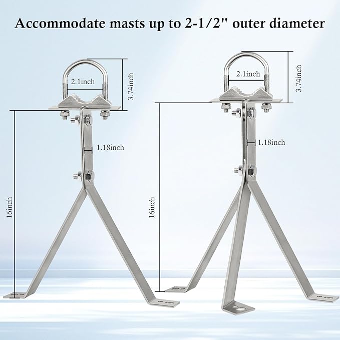 XRDS-RF Antenna Wall Mount 16 Inch Heavy-Duty Stand Off Wall Mast Mount Windproof Antenna Mounting Bracket (2-Leg + 3-Leg)