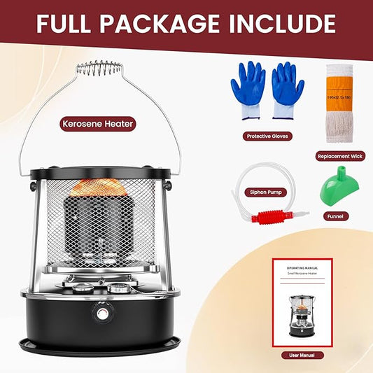 10,000 BTU Kerosene Heater, Kerosene Heaters for Indoor Use, Non Electric Portable 2 in 1 Stove & Heater for Camping, Garage, Home, and Emergency Use