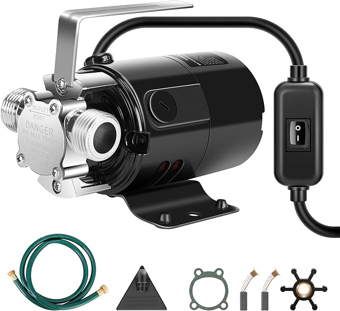 VIVOSUN 115V Water Transfer Pump, 1/10HP 330 GPH Portable Electric Utility Pump with ON/OFF Switch and Water Hose Kit, Ideal for Removing Water from Gardens, Hot Tubs, Pools, Ponds, and More
