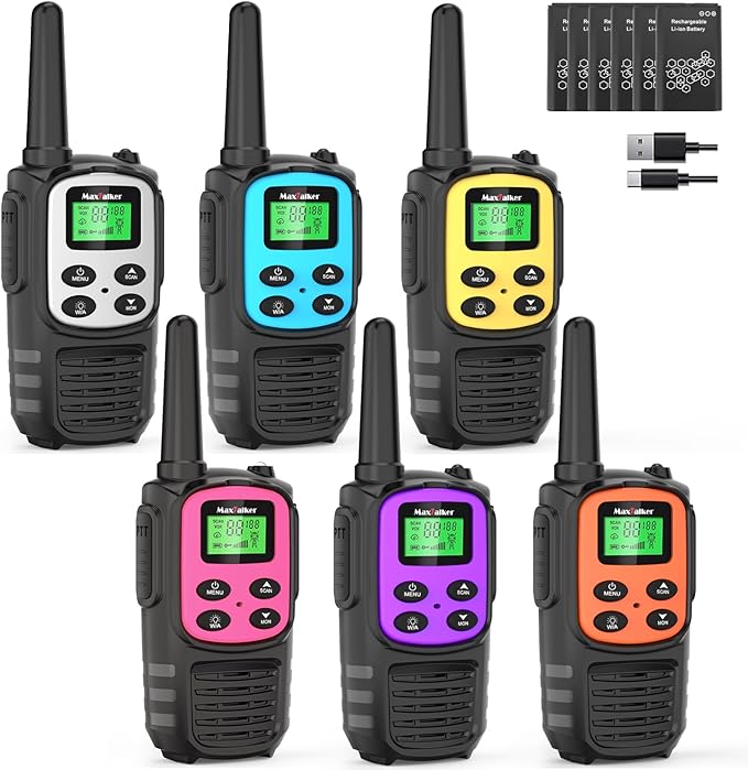 Walkie Talkies Long Range for Adults, Rechargeable Walkie Talkies 6 Pack with 22 FRS Channels, 2 Way Radios, NOAA, Li-ion Battery, LED Flashlight, VOX Gift for Family Camping