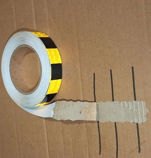 Yellow Black Reflective Tape Outdoor Waterproof 1 inch X 166 feet, High Visibility Hazard Conspicuity Safety Industrial Marking Tape