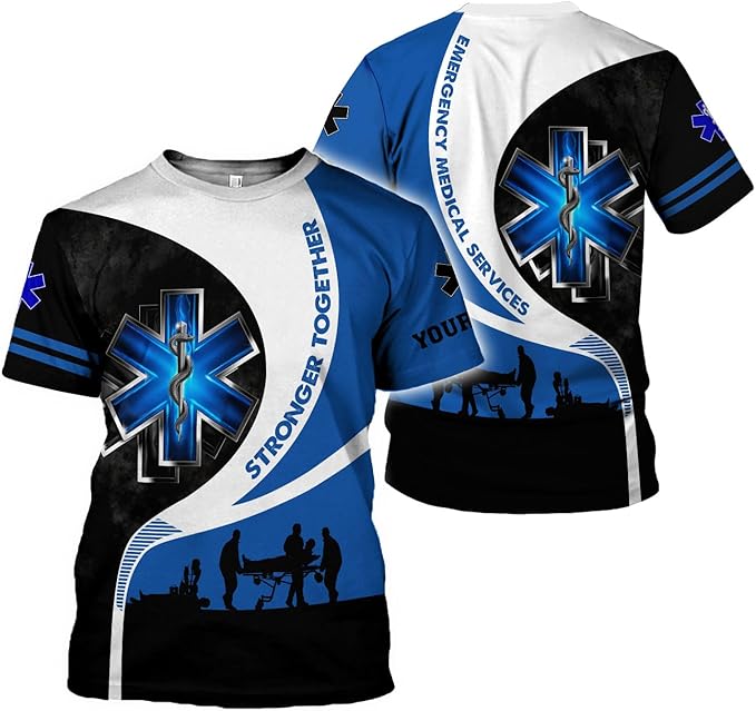 Personalized EMT 3D Shirt, EMT 3D Hoodie, 3D EMS Hoodies for Men, Medical Uniforms EMS Shirt, Emergency Medical Service Shirt