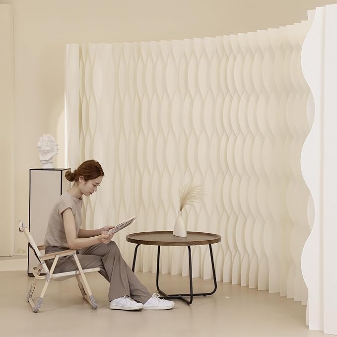 Foldable Room Divider Privacy Screens Movable Temporary Wall Space Partition, 5.25~9.19 FT Tall, 6.56~16.5 FT Width, Choice of Various Sizes and Styles
