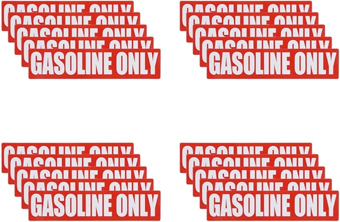 20PCS Gasoline Only Decal Stickers Vinyl Labels for Fuel Caps Cars Trucks Small Size Durable Weather Resistant 0.75 Inch x 3.25 Inch