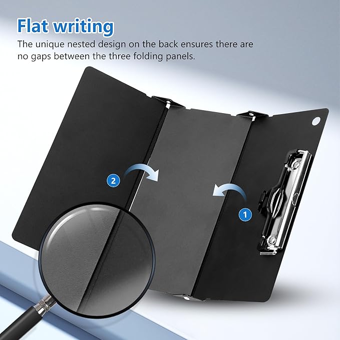 2 Pcs Nursing Foldable Medical Clipboard, Edition Cheat Sheets Lithium 3 Layers Foldable Clipboards Nursing Pocket Size Profile Clip Nurse Clipboards Notepad for Nurses Students and Doctors, Black