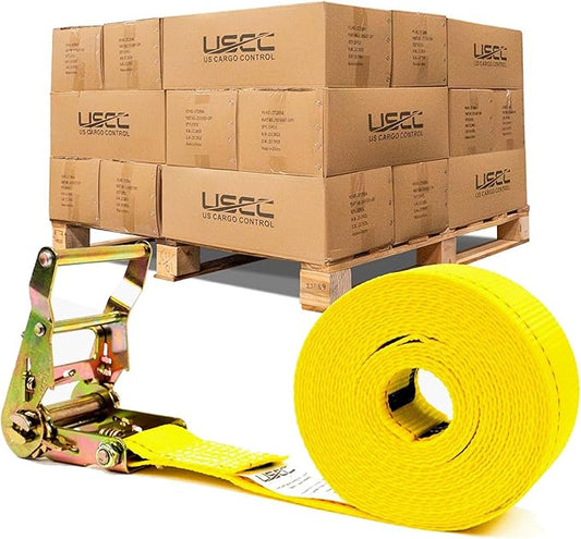 US Cargo Control Endless Ratchet Straps 2 Inch x 20 Foot (600-Pack), Hookless Ratchet Straps, 4,400 LBS Break Strength, 2 Inch Tie Downs for Trailers, Trucks, Pallets, Cargo Bundling, Tree Staking