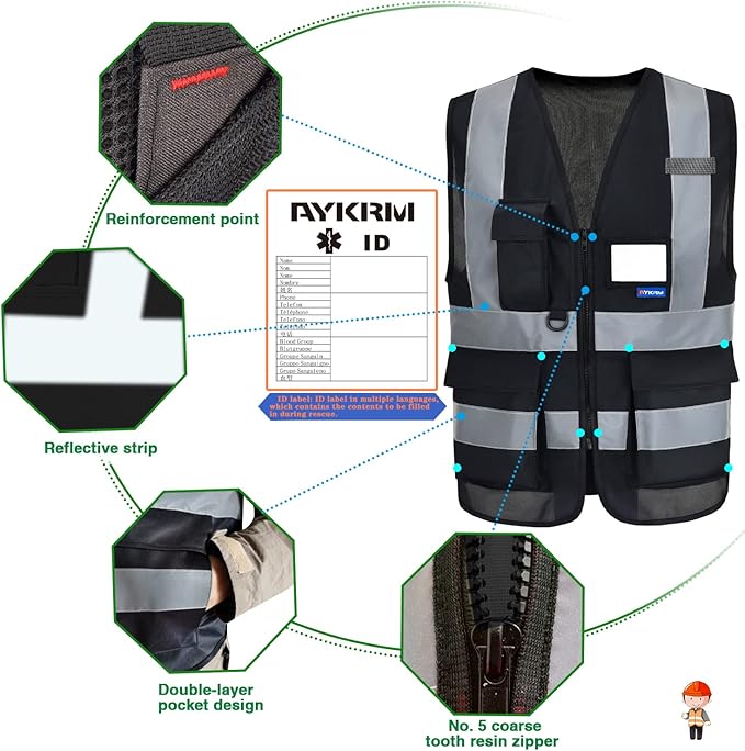 A-SAFETY 4XL 5XL black safety vest