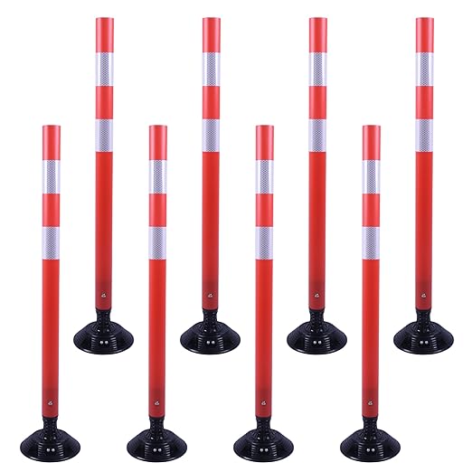 36 Inch Heavy Duty Traffic Cones 8-Pack with Spring Base - OrangeStar Reflective Safety Cones for Construction Zones, Highways, Parking Lots - Orange Road Delineators