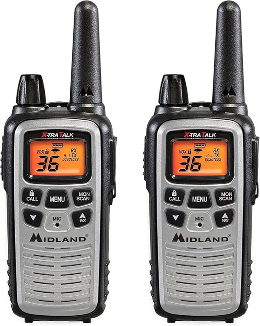Midland LXT600VP4 FRS Business Walkie Talkies - Long Range 36-Channel Two-Way Radios with Headsets and Charging Base, NOAA Weather Alerts (2-Pack, Gray)