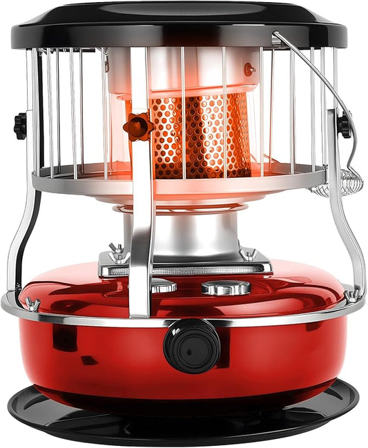Indoor & Outdoor Kerosene Heater, Radiant Heating, Portable Non-Electric 9000 BTU Kerosene Stove for Camping, Hunting, Cooking (Red)