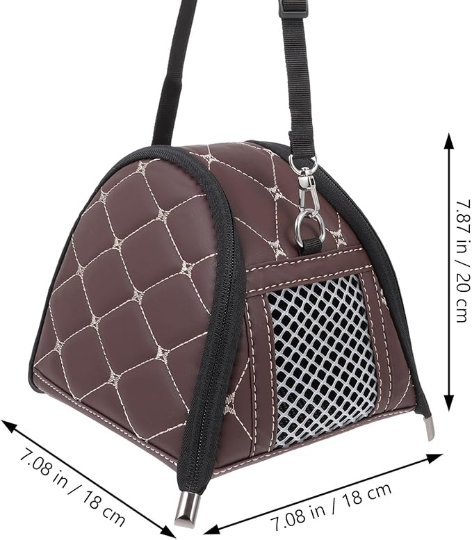 Small Animal Carrier Bag for Hamsters and Hedgehogs, Portable Pet Travel Pouch with Brown Nylon Strap, Outdoor Chinchilla and Rat Carrier for Small Pets on The Go
