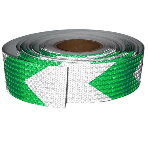 Reflective Tape Green White 3 inch Wide for Automobile, Outdoor Waterproof High Visibility Safety Warning Adhesive Strips (166 feet)