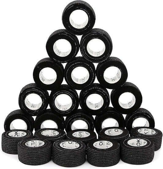 OK TAPE Self Adherent Cohesive Bandages Wrap - 24Packs, 1" x 5 Yards, Non-Woven Self Adhesive Bandage Wrap for Thumb, Finger, Wrist, Ankle, Vet Wrap Bandages Tape (Black)
