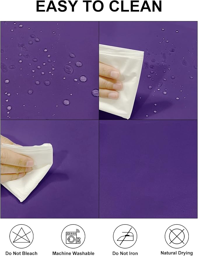 Fokitut 2 Pack Waterproof Round Tablecloth, 90 Inch, Stain Resistant and Wrinkle Polyester Table Cloth, Fabric Table Cover for Kitchen Dining, Wedding, Party, Holiday Dinner-Purple
