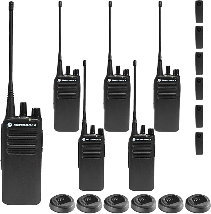 6 x Motorola CP100D Analog UHF Portable Non-Display Two Way Radio, 16 Channel, 4 Watt (403-480MHz) - 6 Pack Bundle
