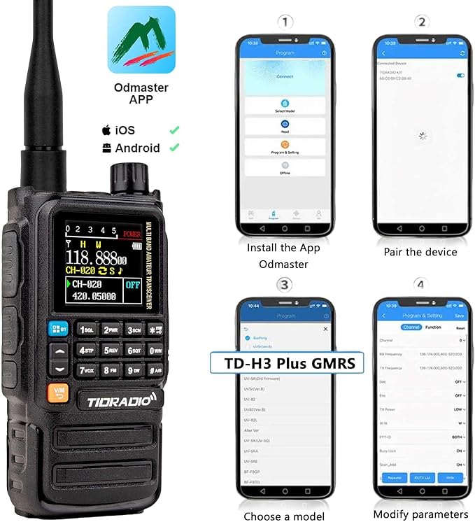 TIDRADIO TD-H3 Plus GMRS Radio Multi-Band Receiving Long Range Walkie Talkies,USB-C Programming & Charging,2500mAh Battery,NOAA Weather Radio,AM/FM Reception,DTMF VOX SCAN