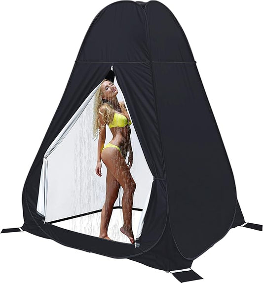 anngrowy Shower Privacy Tent, 7FT Extra Large Pop Up Toilet Tent, Portable Outdoor Bathroom Shower Enclosure, Privacy Shelter for Changing Camping Hiking Beach Dressing, Fishing, UPF50+