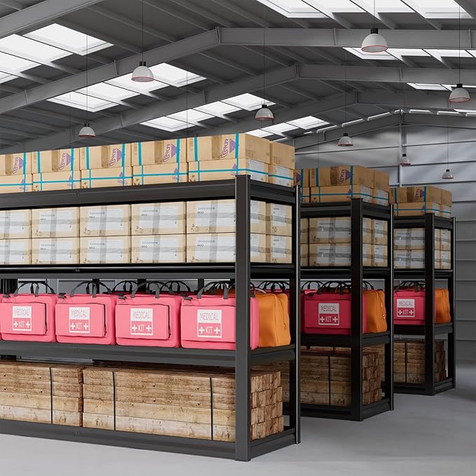 5-Tier Storage Shelves, 78" W Garage Shelving Heavy Duty Metal Adjustable Garage Shelves, Shelving Units Industrial Shelving for Warehouse, 78" W x 24" D x 78" H