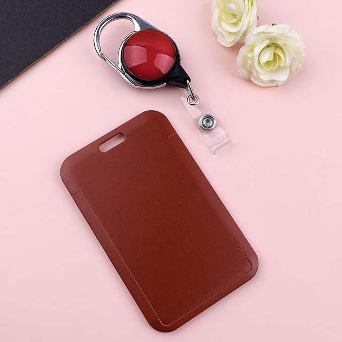 Red Retractable Badge Holder with Carabiner Clip, Durable Red Plastic ID Card Holder, Secure & Convenient for Work, Events, Schools, Hospitals, and Offices