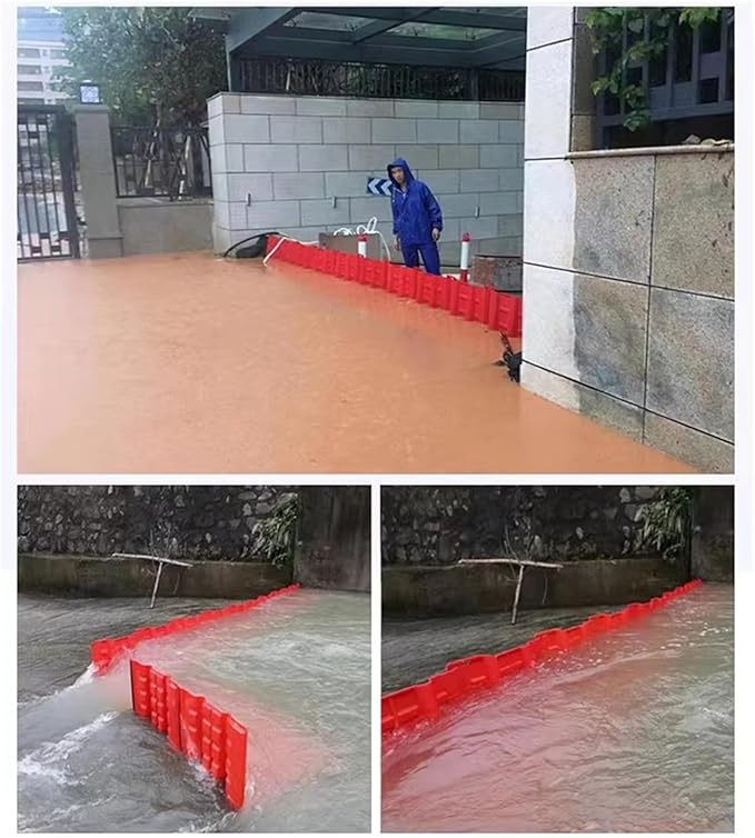 Flood Quick Barrier Dam Garage Water Barrier, L Shaped Thickened ABS Removable Flood Coverls, Reusable, for Garages, Warehouses