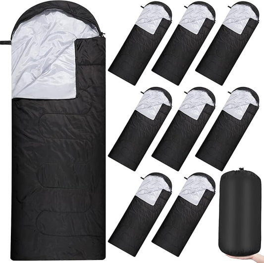 Macarrie 10 Pcs Bulk Sleeping Bags for Homeless Donation Shelter Adults 0 Degree Waterproof Sleeping Bags with Compression Sack for Cold Weather Emergency Hiking Camping Warm