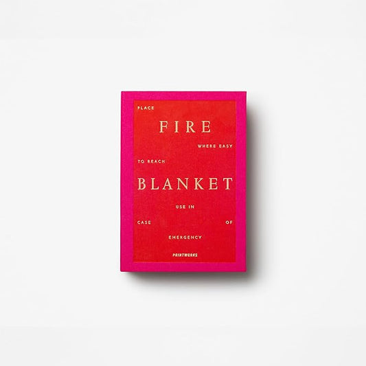 PrintWorks Cerise Fire Blanket for Home – Minimaslitc Emergency Safety Cover in Stylish Discreet Book-Style Storage Box