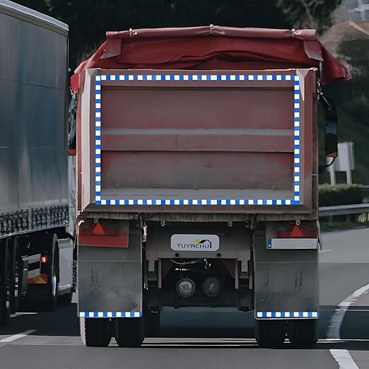 Reflective Tape Blue White 2 Inch x 68 Feet, Outdoor Waterproof Warning Reflector, Night Safety Stickers for Vehicles