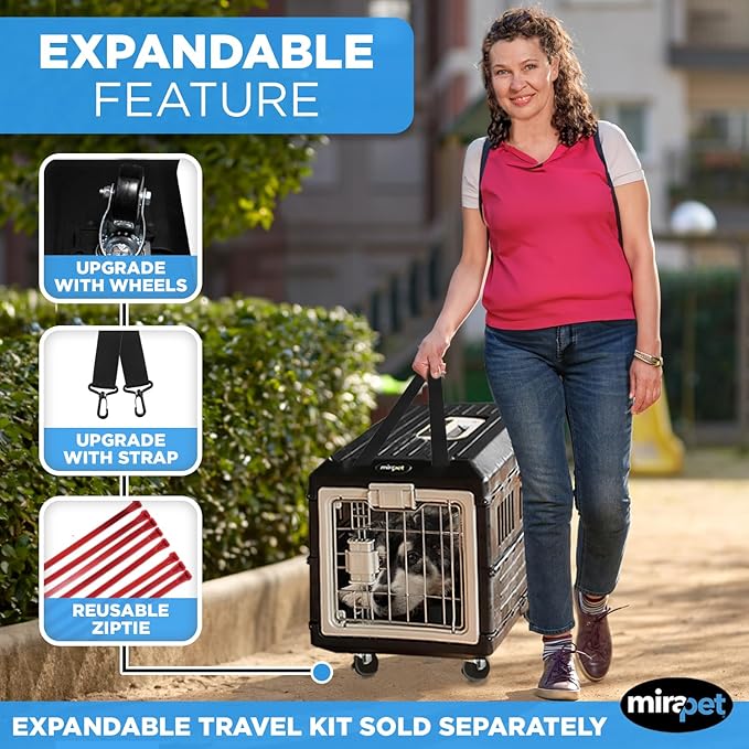 USA Pet Carrier & Crate 35" - Premium Collapsible Design for Medium Cats and Dogs - Portable Kennel for Indoor/Outdoor Use - 360-Degree Ventilation & Hard Plastic Wall Protection