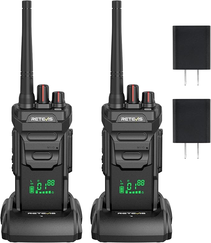 Retevis RT48H Long Range Walkie Talkies with Hidden Display, IP67 Waterproof, 1500mAh, Type-C, VOX, Rugged Rechargeable FRS 2 Way Radio for Outdoor Hiking Camping (2 Pack)