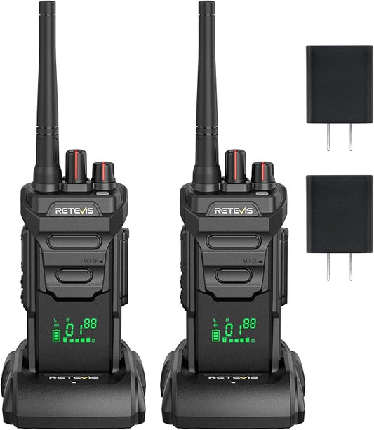 Retevis RT48H Long Range Walkie Talkies with Hidden Display, IP67 Waterproof, 1500mAh, Type-C, VOX, Rugged Rechargeable FRS 2 Way Radio for Outdoor Hiking Camping (2 Pack)