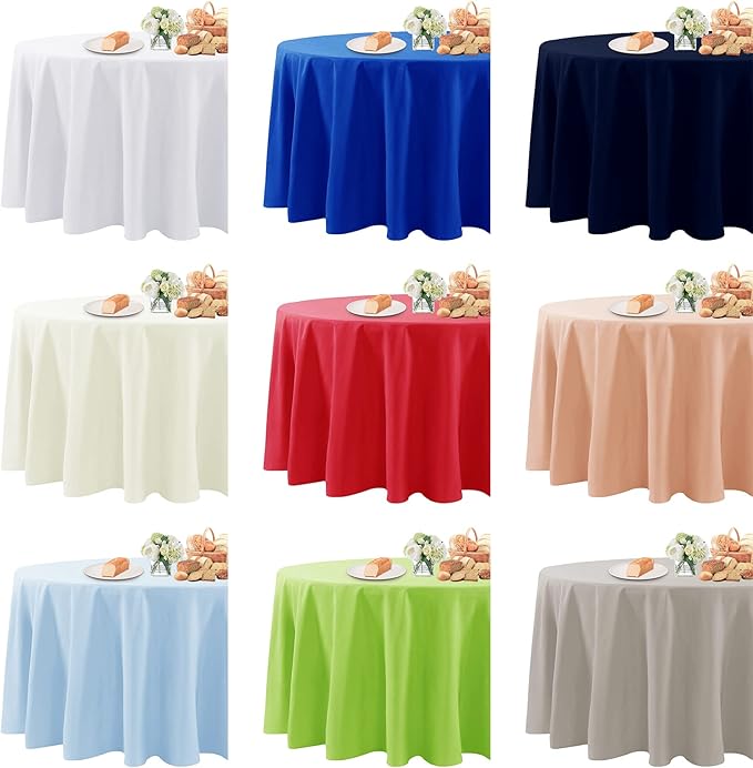 Fokitut 2 Pack Waterproof Round Tablecloth, 70 Inch, Stain Resistant and Wrinkle Polyester Table Cloth, Fabric Table Cover for Kitchen Dining, Wedding, Party, Holiday Dinner-Blue Mist
