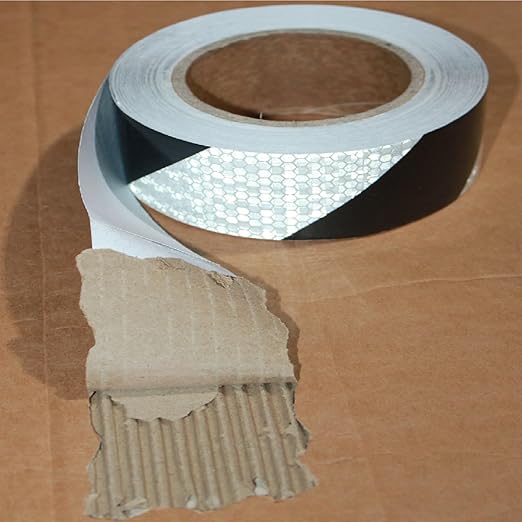 Black White Reflective Tape 1 inch Wide for Trailer, Outdoor Waterproof High Visibility Safety Warning Adhesive Strips (66 feet)