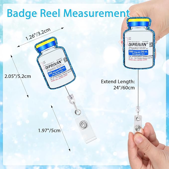 Diprivan Badge Reel Nursing Badge Holders Retractable Badge Clip RN LN CNA Mental Health Nurse Badge Accessories for Work
