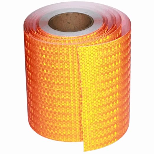 Industrial Reflective Tape Orange Outdoor Waterproof 8 inch Wide, High Visibility Safety Warning Reflector Sticker Strips (68 feet)