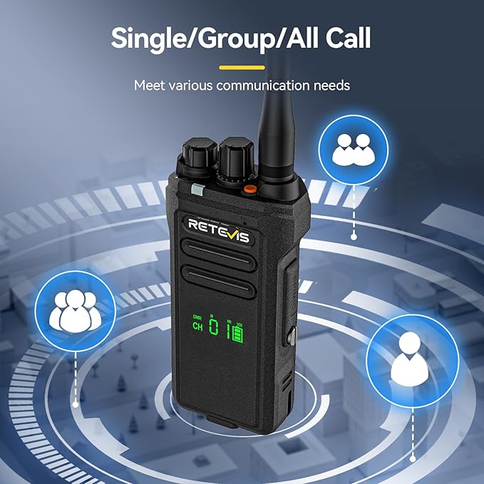 Retevis NR30D DMR 2 Way Radio Handheld,Professional Two Way Radios Long Range,Noise Canceling,IP67 Waterproof,Compatible with Motorola CP100D Digital Walkie Talkies,for Manufacturing Logistics(4 Pack)