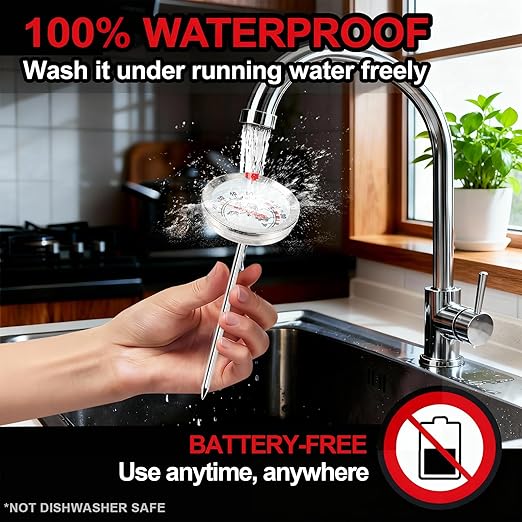 Thermo Meat Thermometer Cooking Thermometer Stainless Steel Kitchen Thermometer Temperature Labeled for Poultry, Pork, Beef