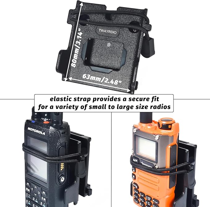 TWAYRDIO Handheld Radio Holster Holder w/Molle Attachment Clip for 1.75"/2"/2.25'' Belts, Tactical Vests, Backpacks, Universal Two Way Radio Case for Motorola Kenwood Baofeng Yaesu HT Walkie Talkies