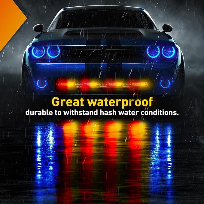 Nilight 6LED Emergency Strobe Lights 4PCS Ultra slim Surface Mount Hazard Caution Light bar 12-24V Sync Feature Warning Flashing Light kit for Truck Car Vehicle ATV SUV UTV Red and Yellow