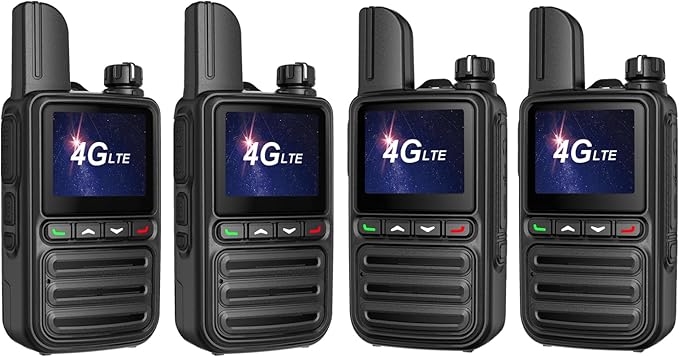 4 Pack Nationwide Unlimited Range Walkie Talkies Poc Two-Way Radio Long Range,Pre-Installed Sim Card (Free for Life) Suitable for Fleet Dispatch/Construction Site Collaboration/Family Emergencies