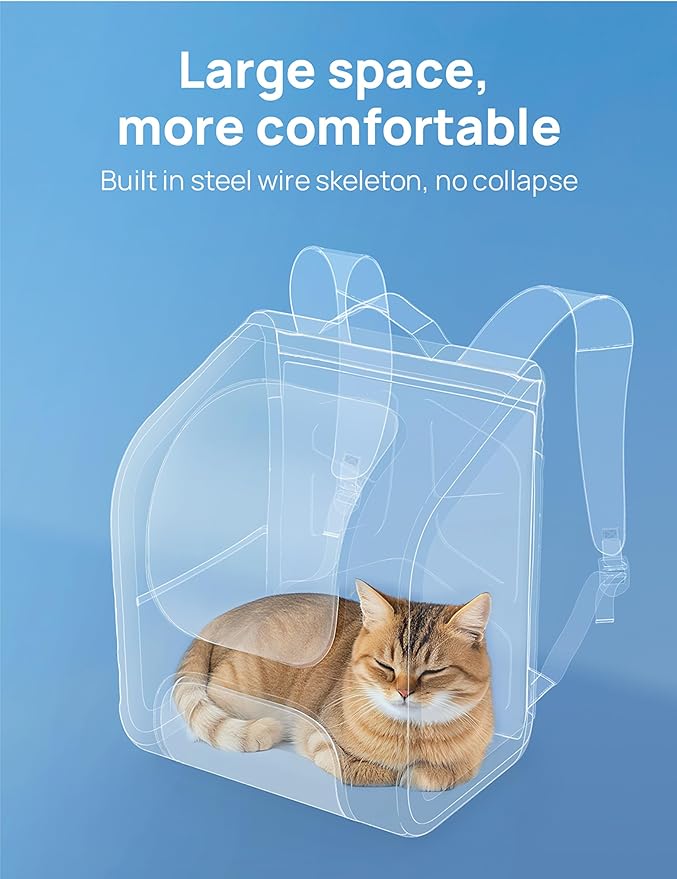 Pecute Cat Backpack Carrier, Large Space Cat Bubble Backpack, Breathable Cat Carrier, Shaded Dog Backpack Carrier, Ergonomic 3D Design for Travel, Hiking, Suitable for Shopping, and Vet, Black