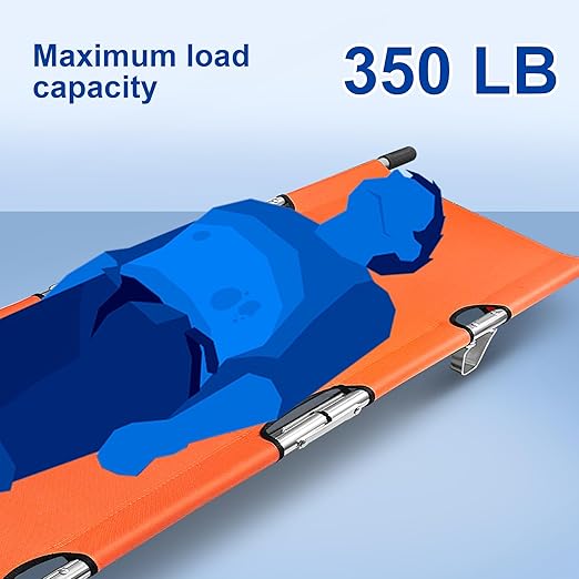 Folding Stretcher for Medical Emergency with Heavy Duty Handles, Straps and Carrying Case, High-Grade Aluminum Alloy Portable Travel Emergency Medical Stretcher for Patient Transport
