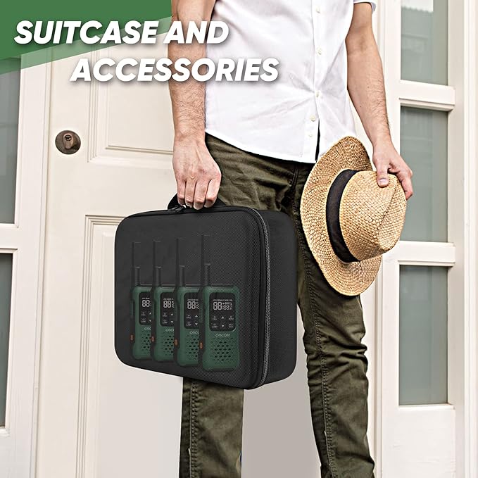 GOCOM G9 IP67 Waterproof Two Way Radios, 2 Way radios Outdoor Adventure NOAA Weather Alert & SOS Emergency Lamp Adult Walkie Talkies Long Range Rechargeable (G9 - Suitcase 4 Pack)