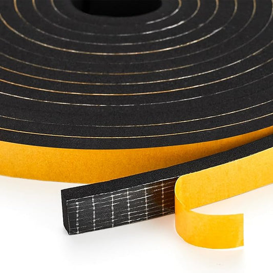 10 Feet Weather Stripping Door Seal, 4" Wide X 1/4" Thick Door Seal Strip High Density Foam Tape Adhesive Strip for Door Soundproofing,Window Insulation (4" x 1/16" x 10FT, Black)