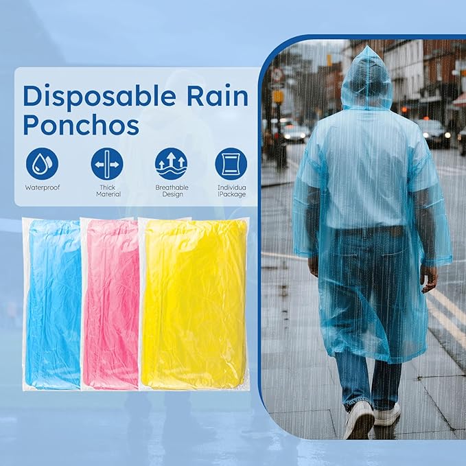twoworld 150 Pcs Disposable Rain Ponchos for Women Bulk,Emergency Ponchos Rain Adult for Men Women Kids Travelling Camping Hiking